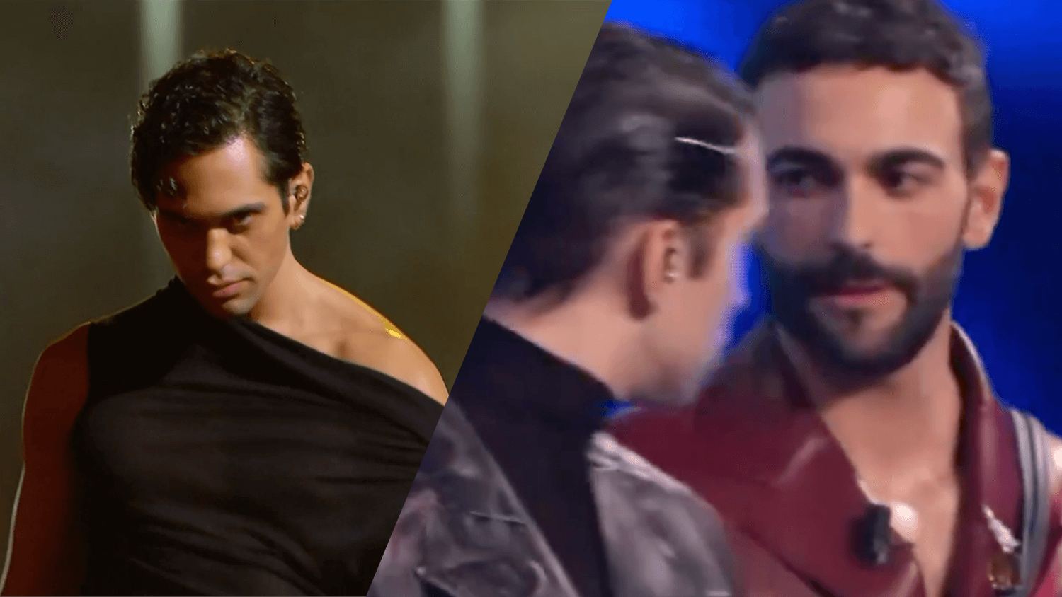 La storia tra Marco Mengoni e Mahmood (nero per le cartacce sul palco)