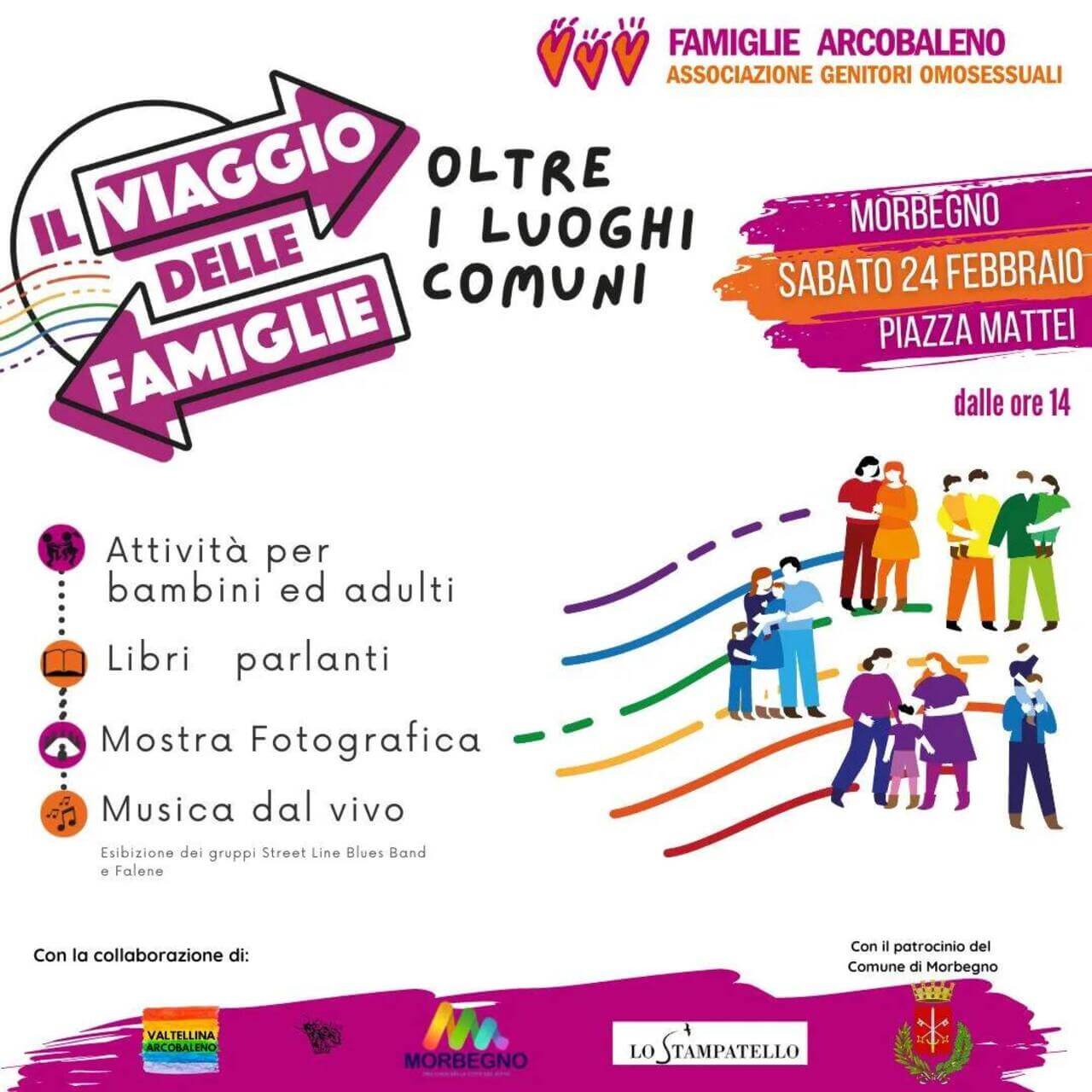 famiglie arcobaleno in valtellina a Morbegno, sabato 24 febbraio