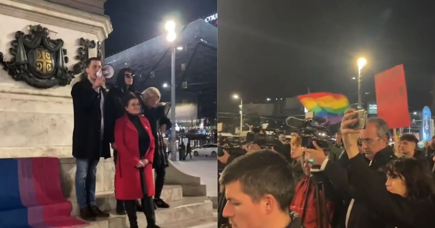 Serbia, attivisti LGBTQIA+ in piazza dopo un’aggressione omofoba da parte della polizia (VIDEO)
