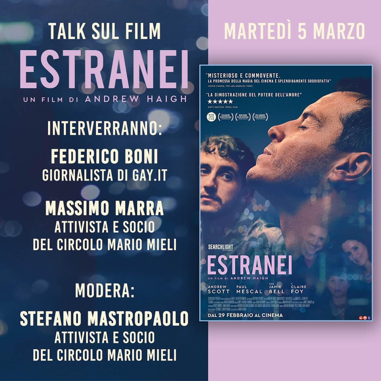 Parliamo di "Estranei" al Circolo Mario Mieli, un talk per il nuovo capolavoro di Andrew Haigh - Estranei Circolo di Cultura Omosessuale Mario Mieli - Gay.it