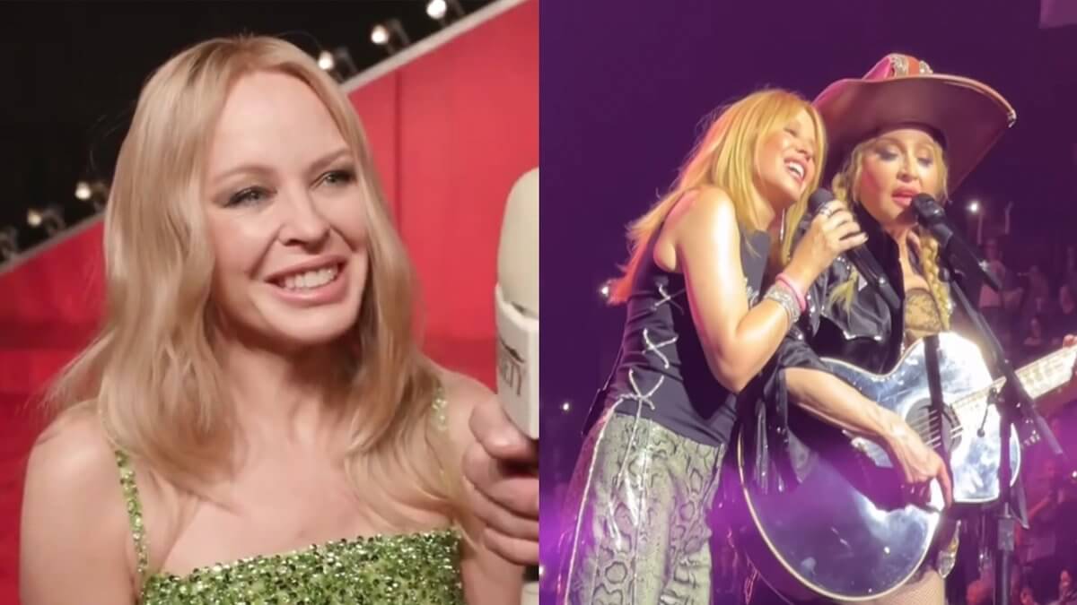 Kylie Minogue e l'ipotesi duetto con Madonna: “Forse, chi lo sa… vediamo, lo farei subito" (VIDEO) - Kylie Minogue apre allipotesi duetto con Madonna - Gay.it