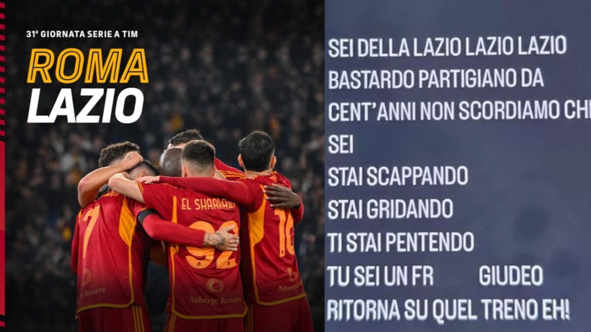 Roma-Lazio, il vergognoso coro omofobo e antisemita dei romanisti alla vigilia del derby