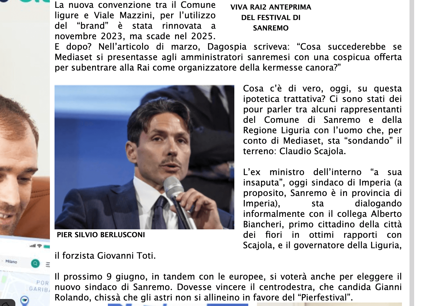 Così Dagospia anticipa l'ipotesi che Sanremo possa essere strappato dalla Rai da Mediaset.