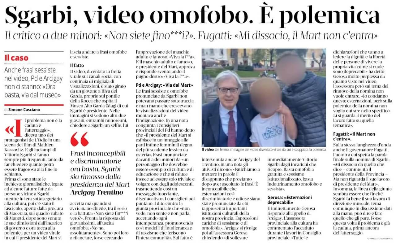 Vittorio Sgarbi, selfie con due minorenni e insulto omofobo: "Non siete fin*cchi? W la f*ga" (VIDEO) - Vittorio Sgarbi - Gay.it
