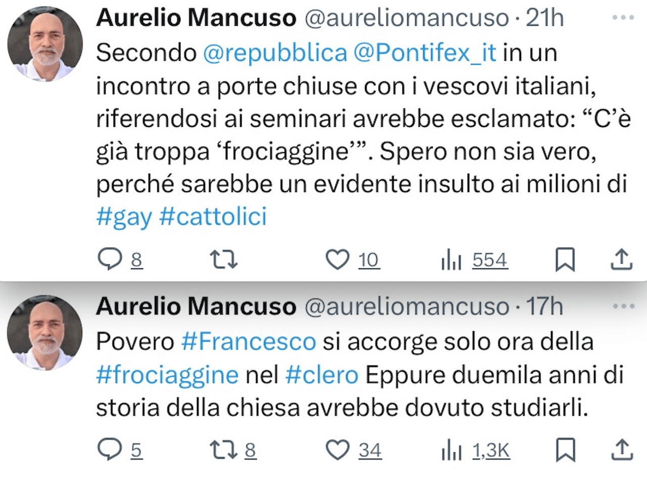 Papa Francesco e l'attacco ai seminaristi gay, le reazioni della comunità LGBTQIA+ italiana - Aurelio Mancuso - Gay.it