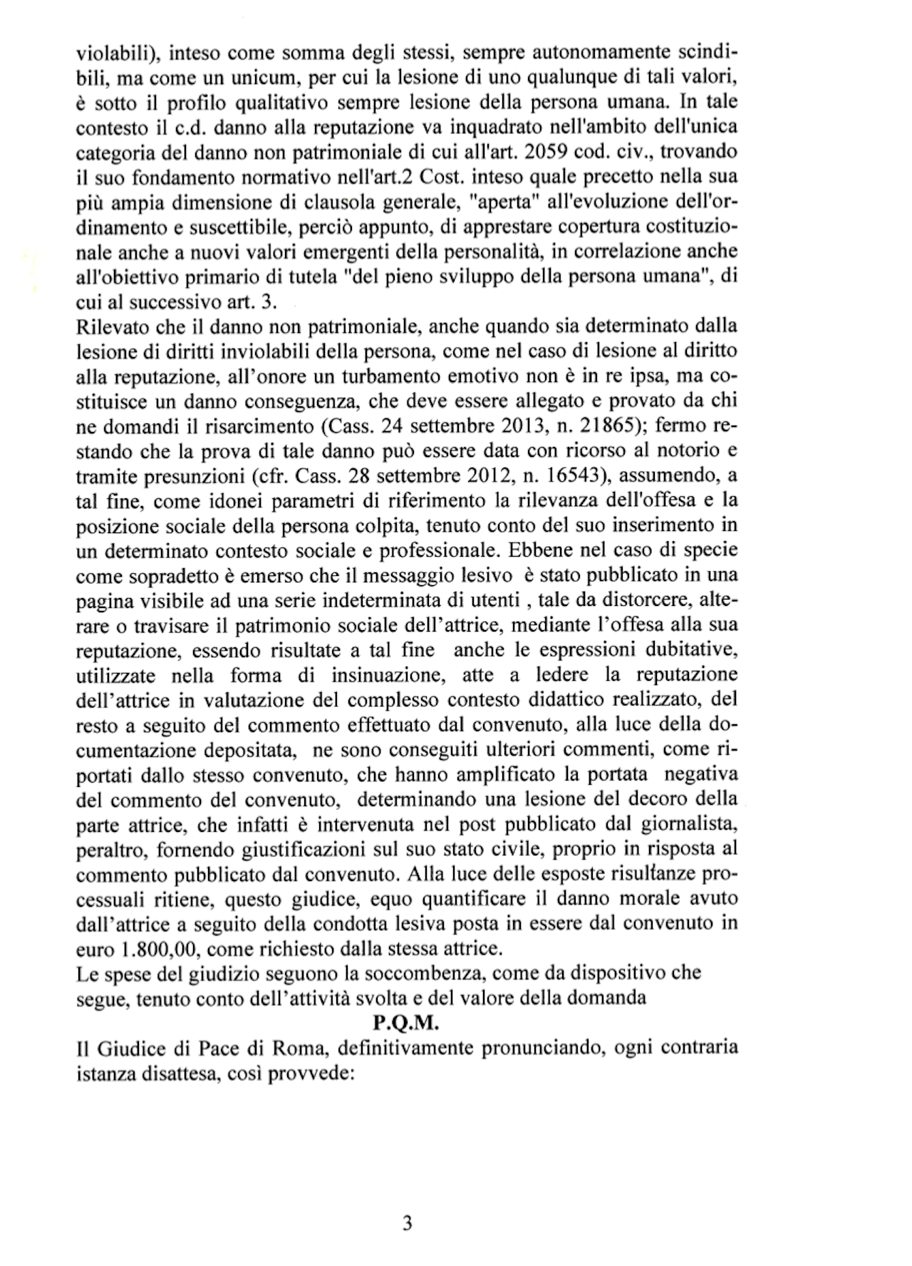 Insulti transfobici su Facebook nei confronti di Aurora Consolo, hater condannato a 1.800 euro di risarcimento - GdP Roma Sentenza n. 3383 2024 b - Gay.it