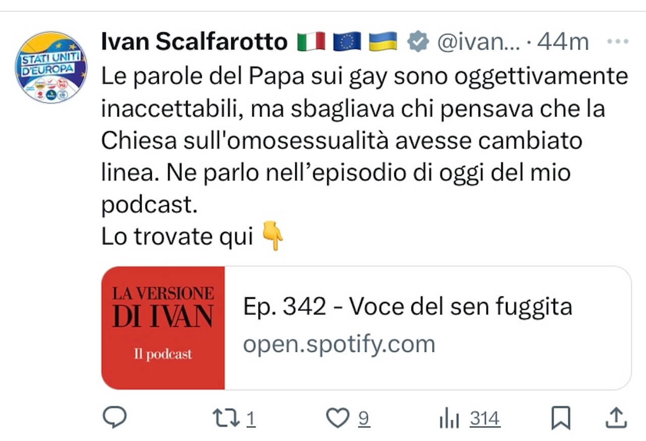 Papa Francesco e l'attacco ai seminaristi gay, le reazioni della comunità LGBTQIA+ italiana - Ivan Scalfarotto - Gay.it