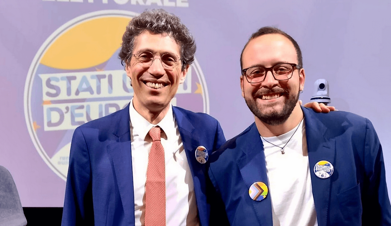 Matteo Di Maio e Riccardo di +Europa - Di Maio è candidato nella lista Stati Uniti d'Europa alle Elezioni Europee dell'8-9 Giugno.