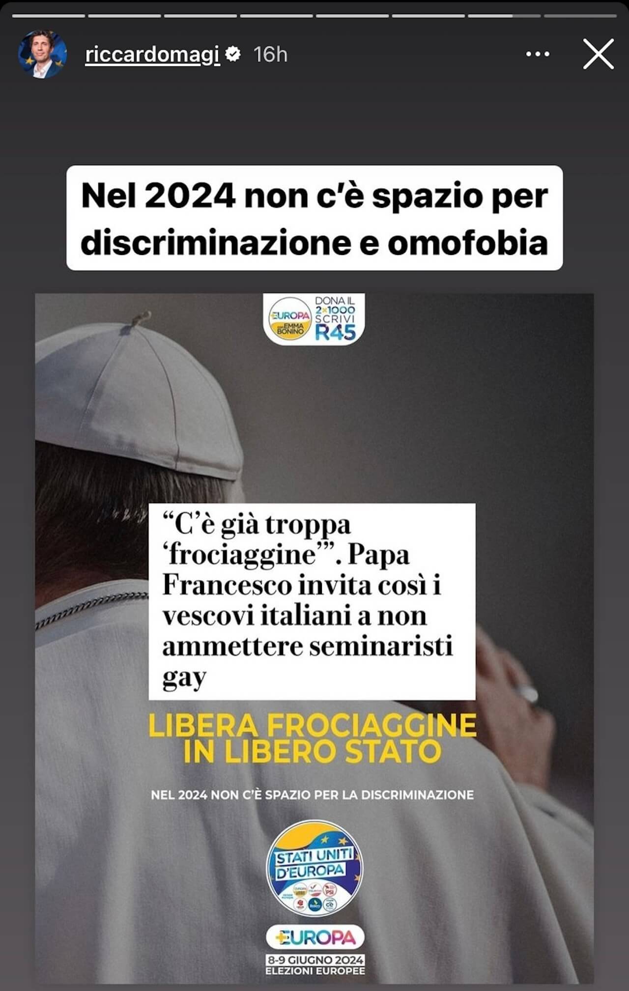 Papa Francesco e l'attacco ai seminaristi gay, le reazioni della comunità LGBTQIA+ italiana - Riccardo Magi - Gay.it