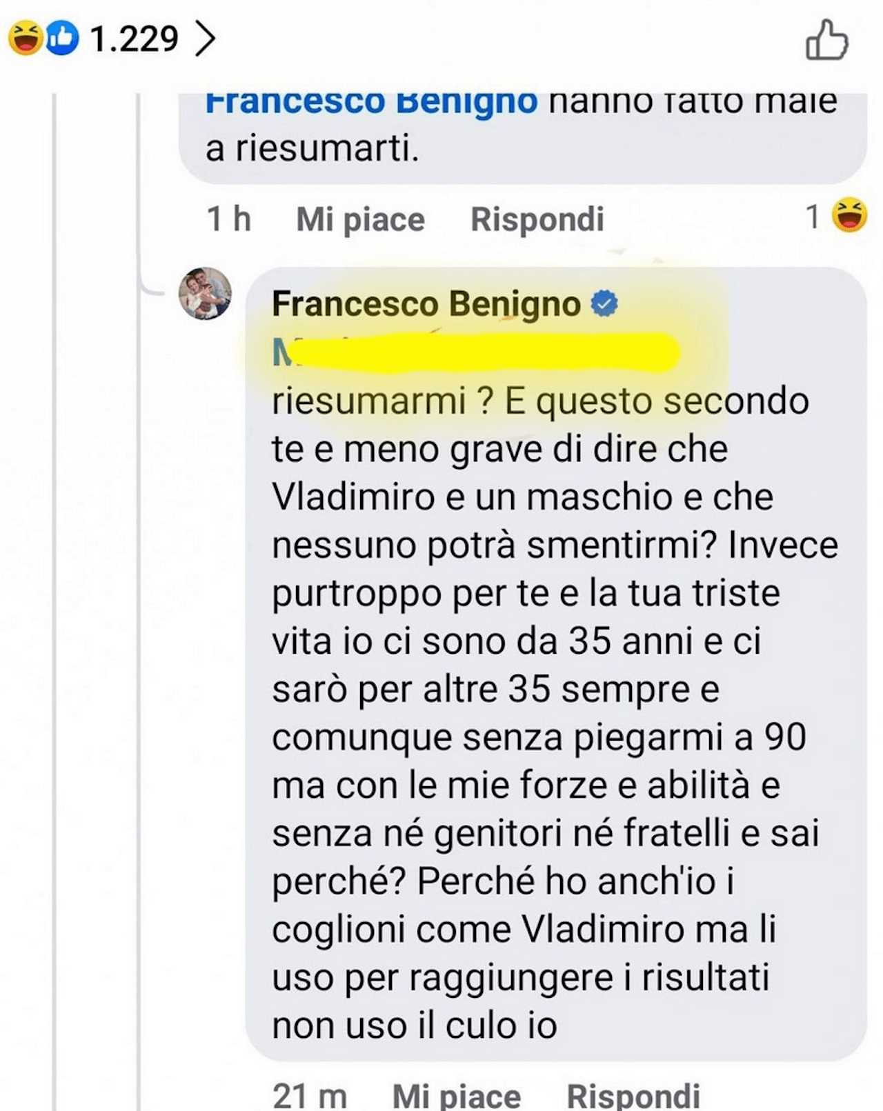 L'Isola di Francesco Benigno, insulti transfobici a Vladimir Luxuria: "È un maschio, ho i c*glioni come lui" - Vladimir Luxuria insulti transfobici da parte Francesco Benigno 1 - Gay.it