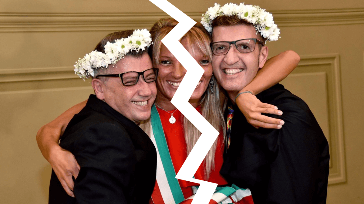 Coppia gay vede la foto della propria unione civile in un manifesto elettorale della destra