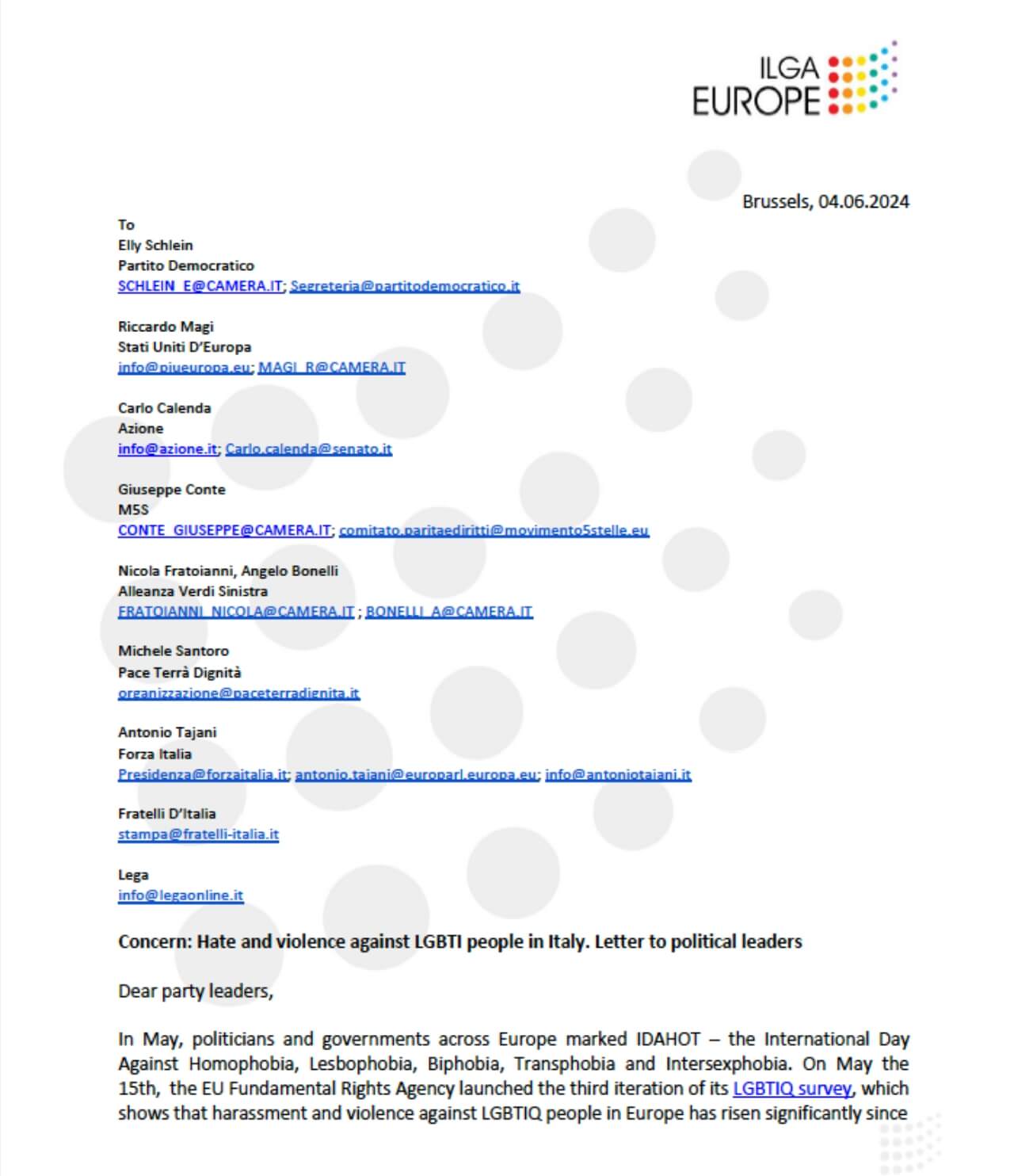 Lettera di Ilga ai leader italiani per il programma LGBTI+ #ComeOut4EU - 1 1 - Gay.it