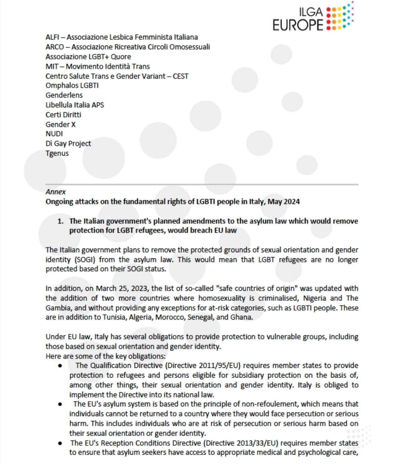 Lettera di Ilga ai leader italiani per il programma LGBTI+ #ComeOut4EU - 4 - Gay.it