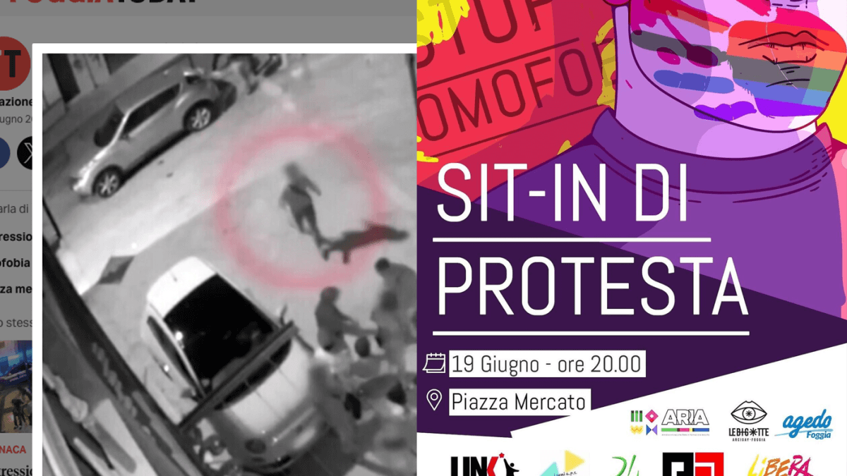 Foggia, stasera in Piazza Mercato sit-in contro l’omobitransfobia dopo l’aggressione a ragazzo gay