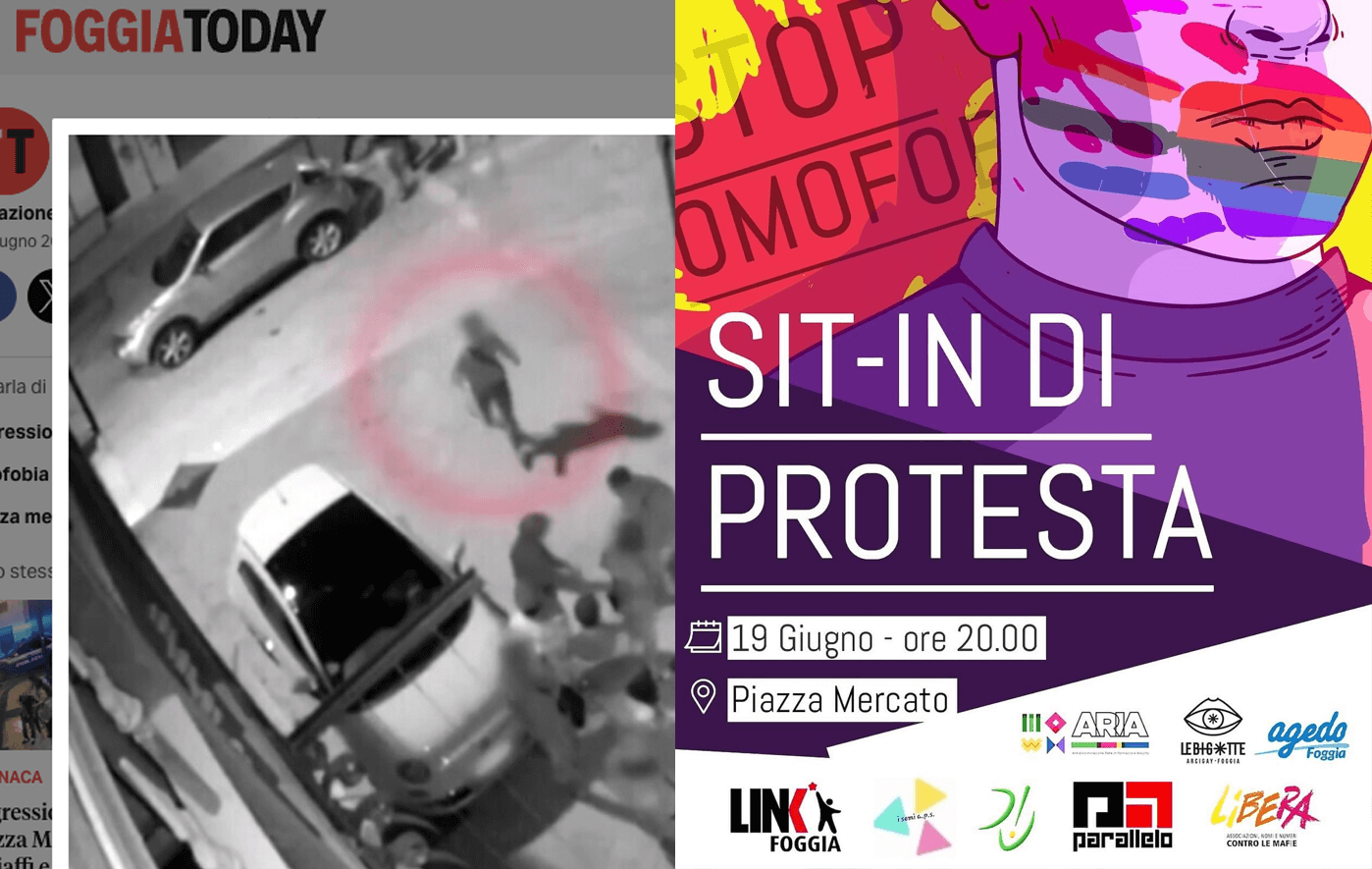 Foggia, stasera in Piazza Mercato sit-in contro l’omobitransfobia dopo l’aggressione a ragazzo gay