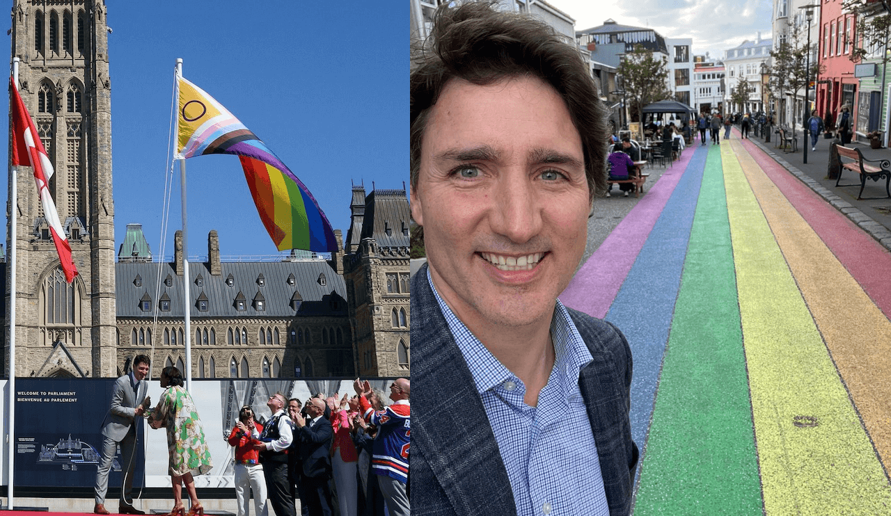 Justin Trudeau issa la bandiera del Progress Pride davanti al parlamento canadese (VIDEO)