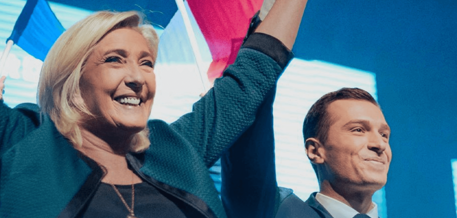 Marine Le Pen e Jordan Bardella - la prima sarà candidata all'Eliseo nel 2027, il secondo è candidato al ruolo di premier al posto di Gabriel Attal