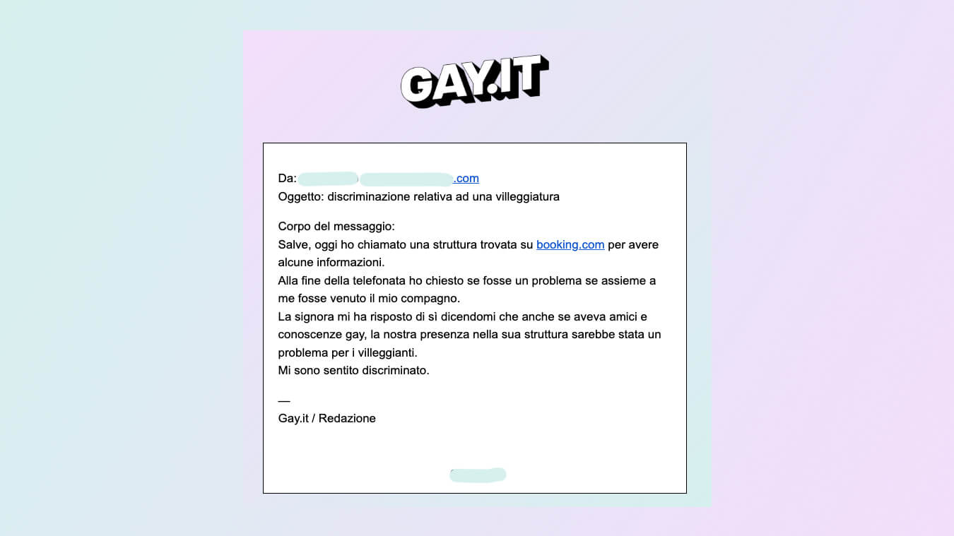 Busca B&B discriminazione omofobia