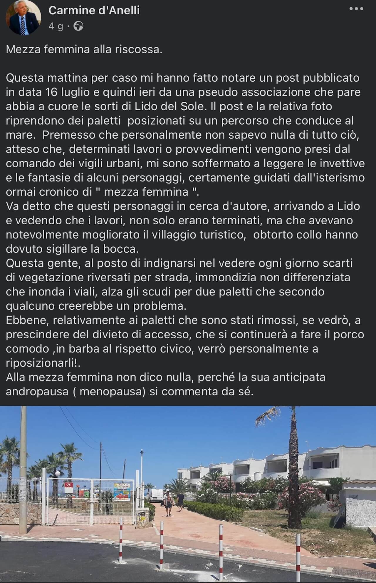 Carmine d'Anelli, insulti omotransfobici e sessisti dal sindaco di Rodi Garganico: "Mezza femmina" - Carmine dAnelli insulti omotransfobici e sessisti 1 - Gay.it