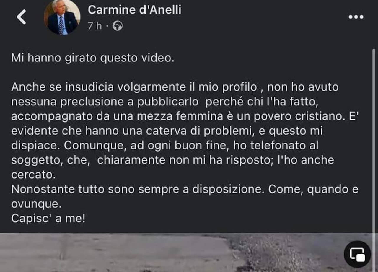 Carmine d'Anelli, insulti omotransfobici e sessisti dal sindaco di Rodi Garganico: "Mezza femmina" - Carmine dAnelli insulti omotransfobici e sessisti 22 - Gay.it
