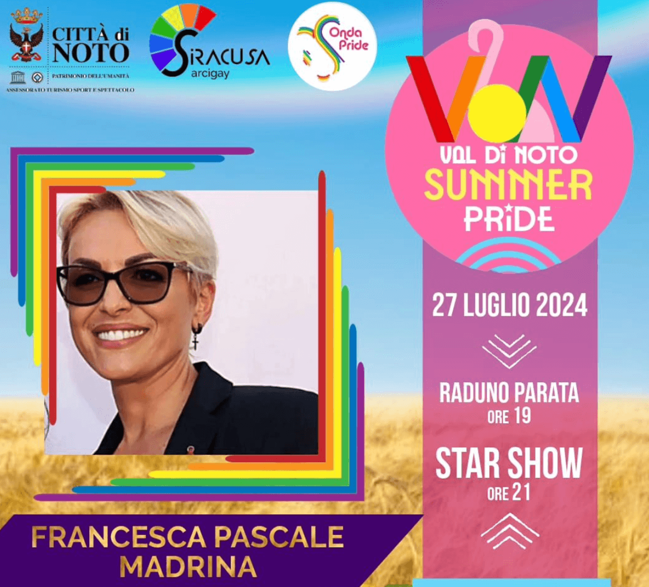 Francesca Pascale madrina del primo Noto Pride: "Accetto con amore e profondo rispetto" - Francesca Pascale Noto Pride - Gay.it
