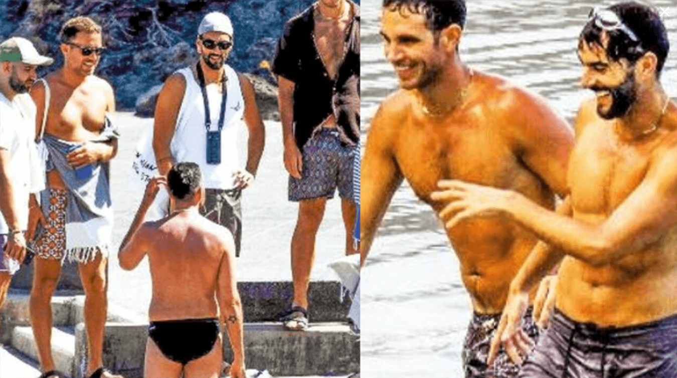 Marco Mengoni con gli amici in vacanza a Pantelleria, tra loro Marco Torino Greco secondo quanto riportato dal settimanale Chi - foto tratte da "Chi"