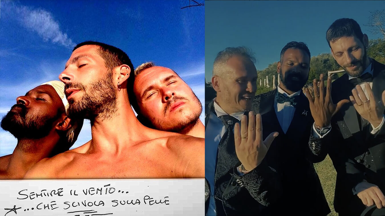 Poliamore, così Gianluca, Marco e Davidson si sono sposati in tre – VIDEO