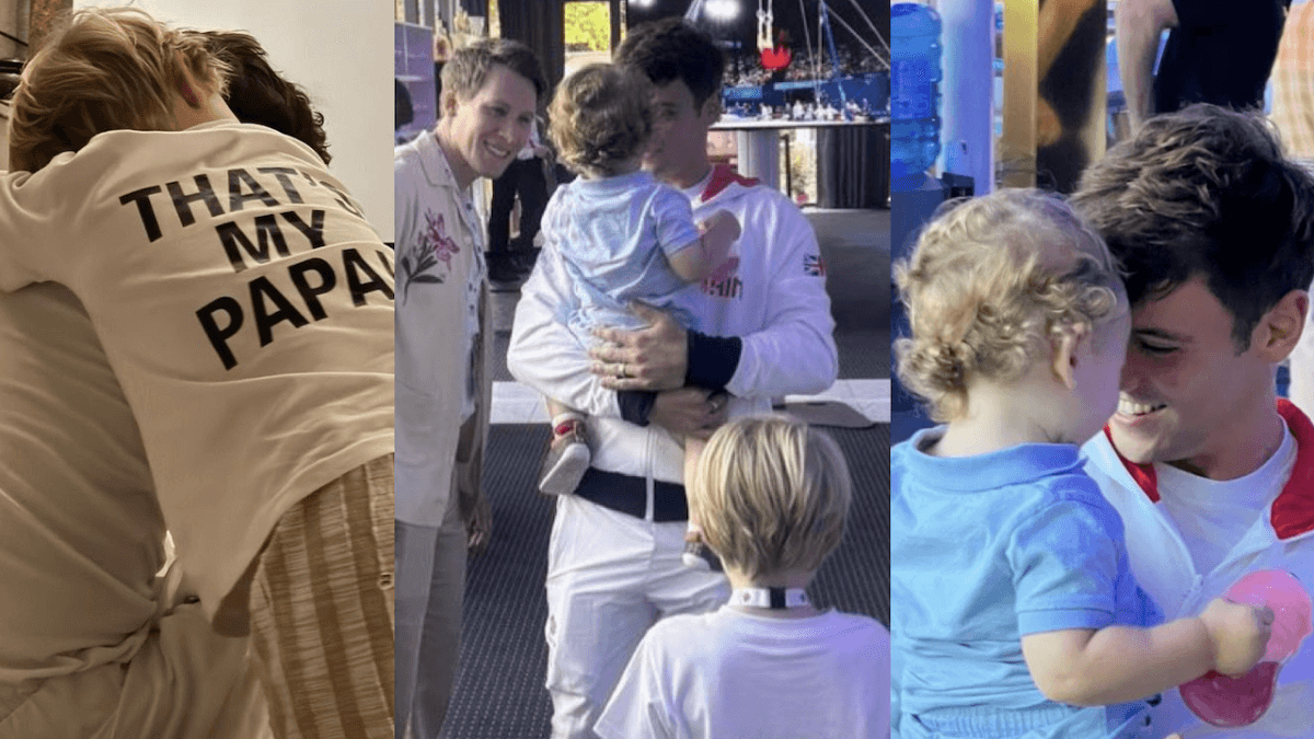 Tom Daley e il bellissimo abbraccio ai figli dopo l’argento Olimpico: “Un sogno assoluto, hanno potuto vedermi tuffare”