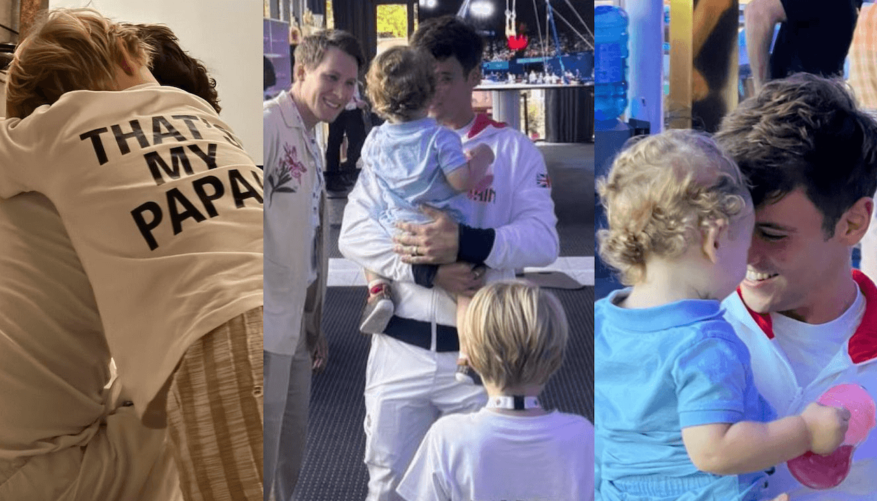Tom Daley e il bellissimo abbraccio ai figli dopo l’argento Olimpico: “Un sogno assoluto, hanno potuto vedermi tuffare”