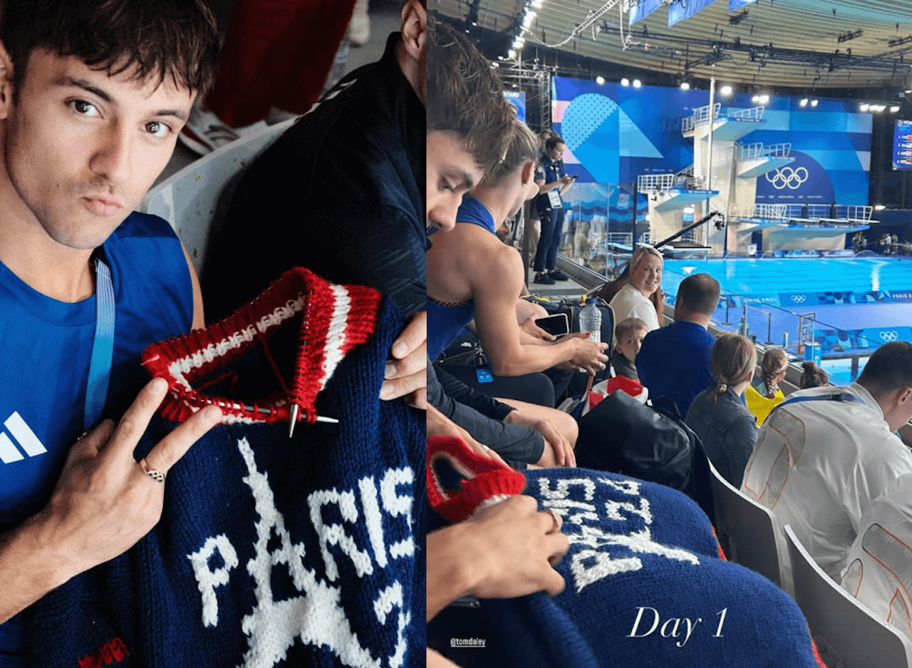 Tom Daley e il bellissimo abbraccio ai figli dopo l'argento Olimpico: "Un sogno assoluto, hanno potuto vedermi tuffare" - Tom Daley uncinetto 1 - Gay.it