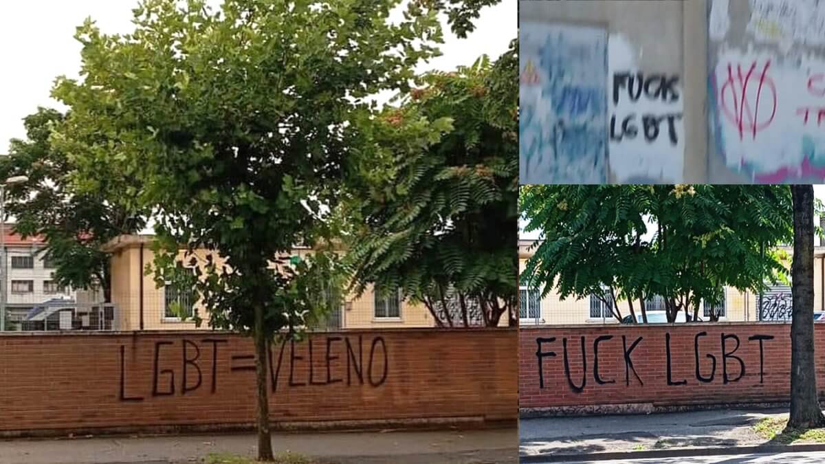 Treviso, appena cancellata, riappare scritta omobitransfobica, la risposta: “Dipingeremo quel muro di arcobaleno”