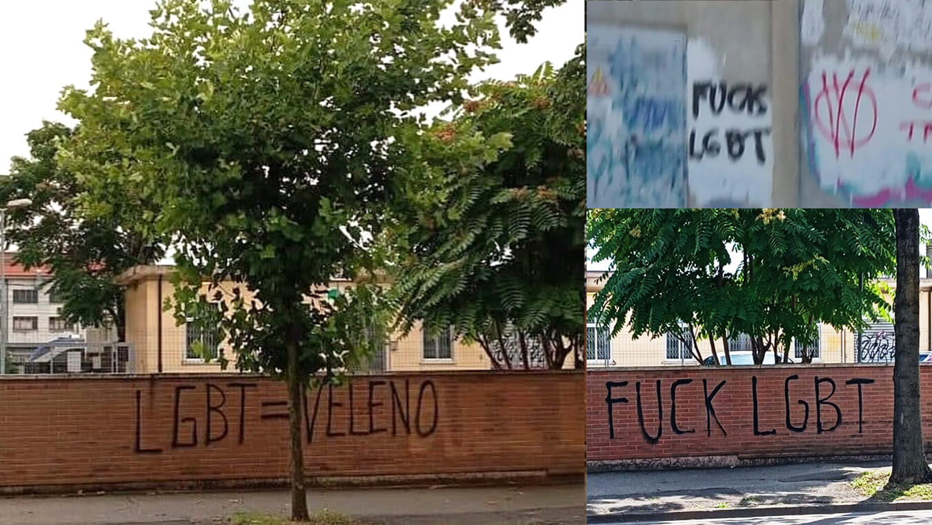 Treviso, appena cancellata, riappare scritta omobitransfobica, la risposta: “Dipingeremo quel muro di arcobaleno”