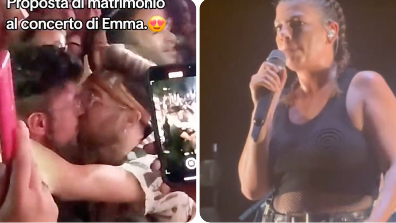 Proposta di matrimonio gay al concerto di Emma, lei pensa a un malore e preoccupata ferma il concerto – VIDEO
