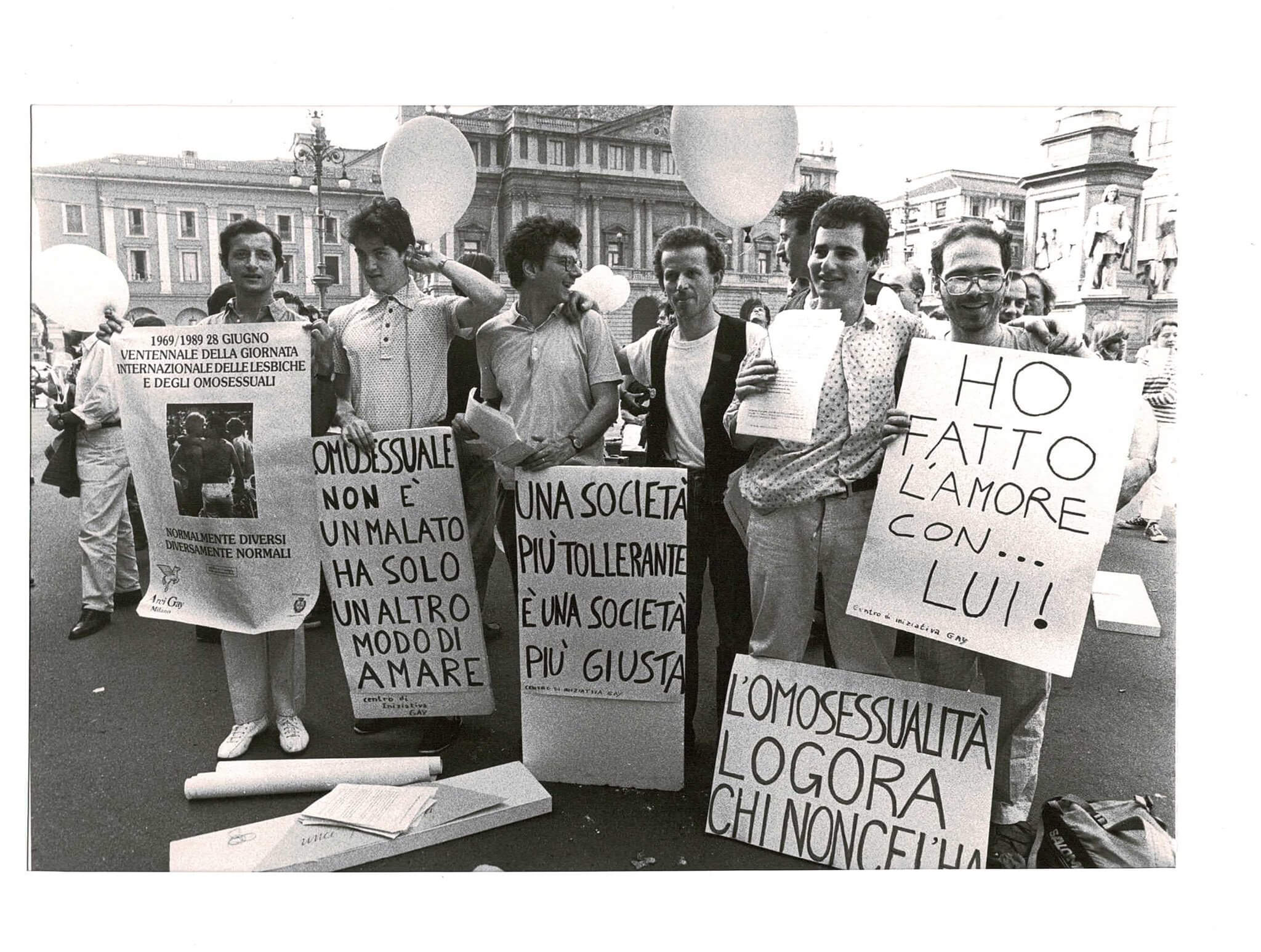 Attivisti CIG anni ottanta, mostra manifesti LGBTIQ+ Milano Arcigay