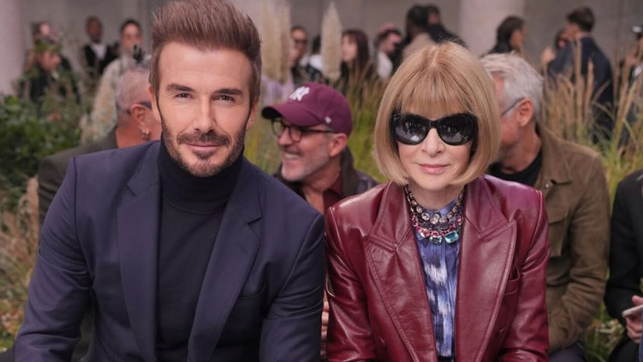 David Beckham e Anna Wintour alla sfilata di Boss, MFW