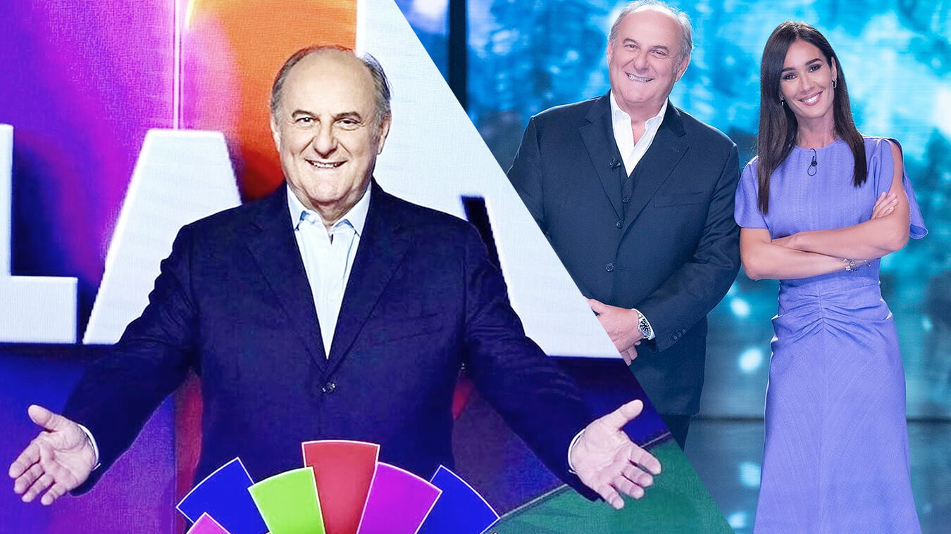 Gerry Scotti ne La Ruota della Fortuna e con Silvia Toffanin negli studi di Verissimo - foto da IG di Gerry Scotti