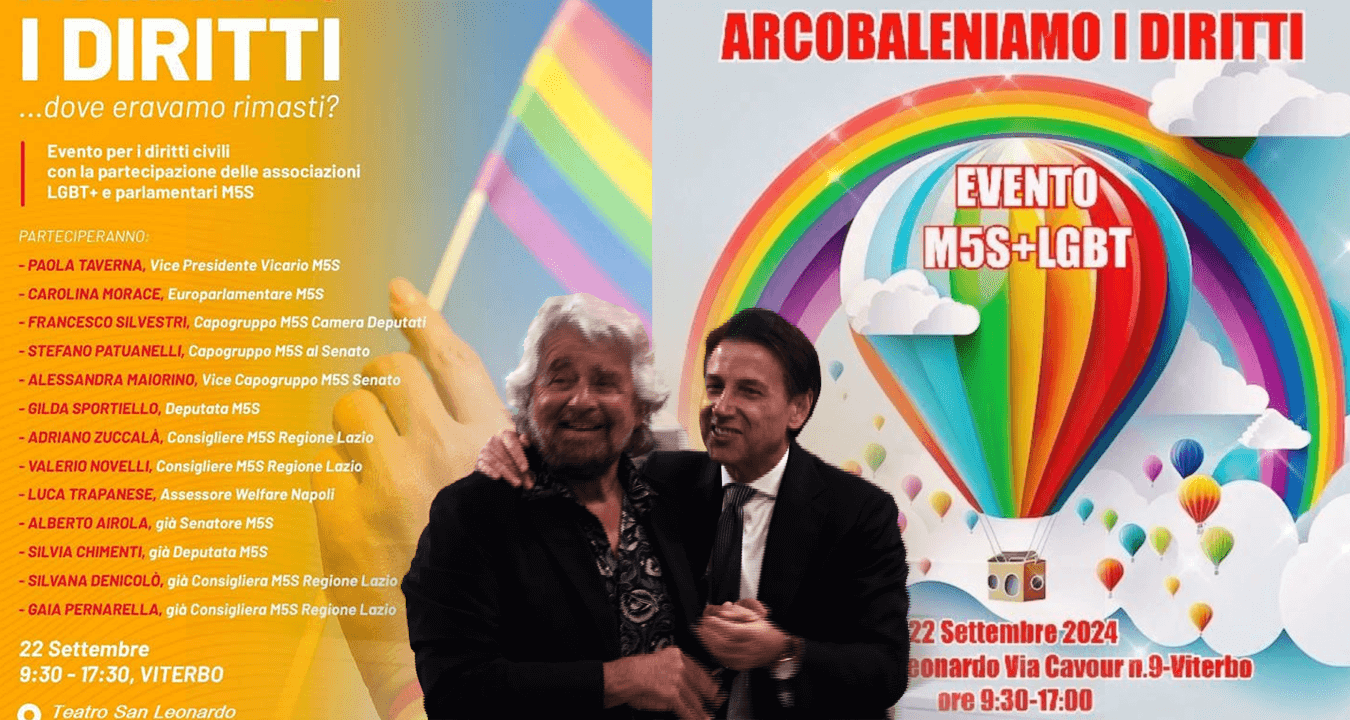 Diritti LGBTIAQ+ nel M5S, assemblea spontanea a Viterbo: e il Partito Gay? E Conte-Grillo?