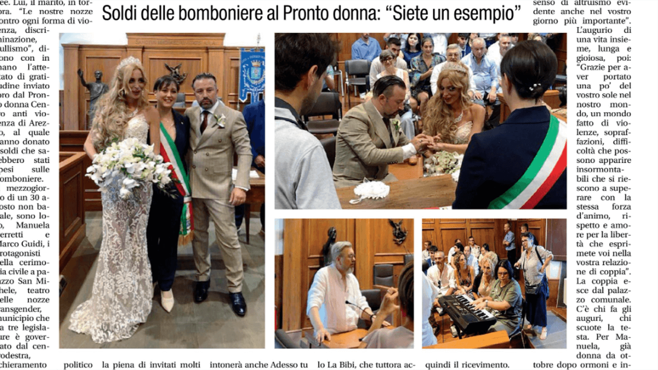 Manuela Berratta donna trans sposa Marco Guidi ex esponente estrema destra