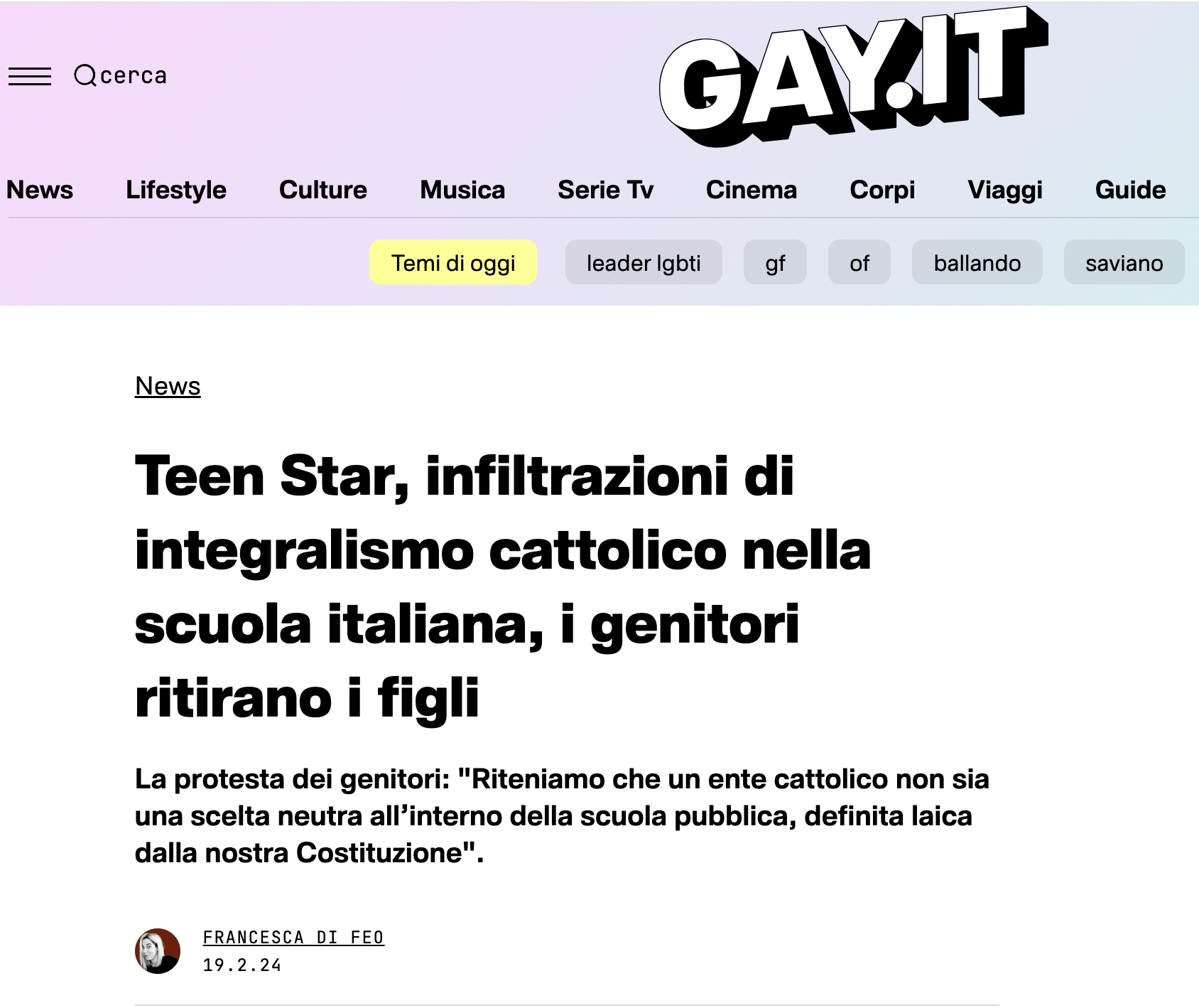 Teen Star e Pro Vita