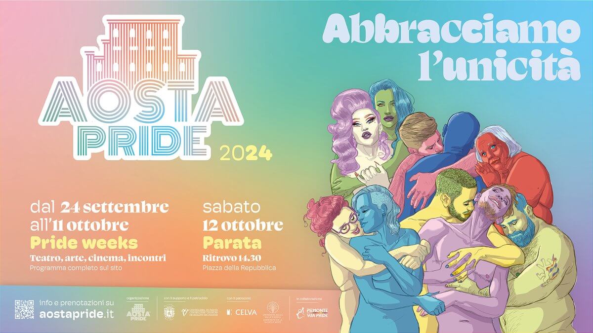“Abbracciamo l’unicità”: Aosta Pride 2024 – parata finale il 12 ottobre