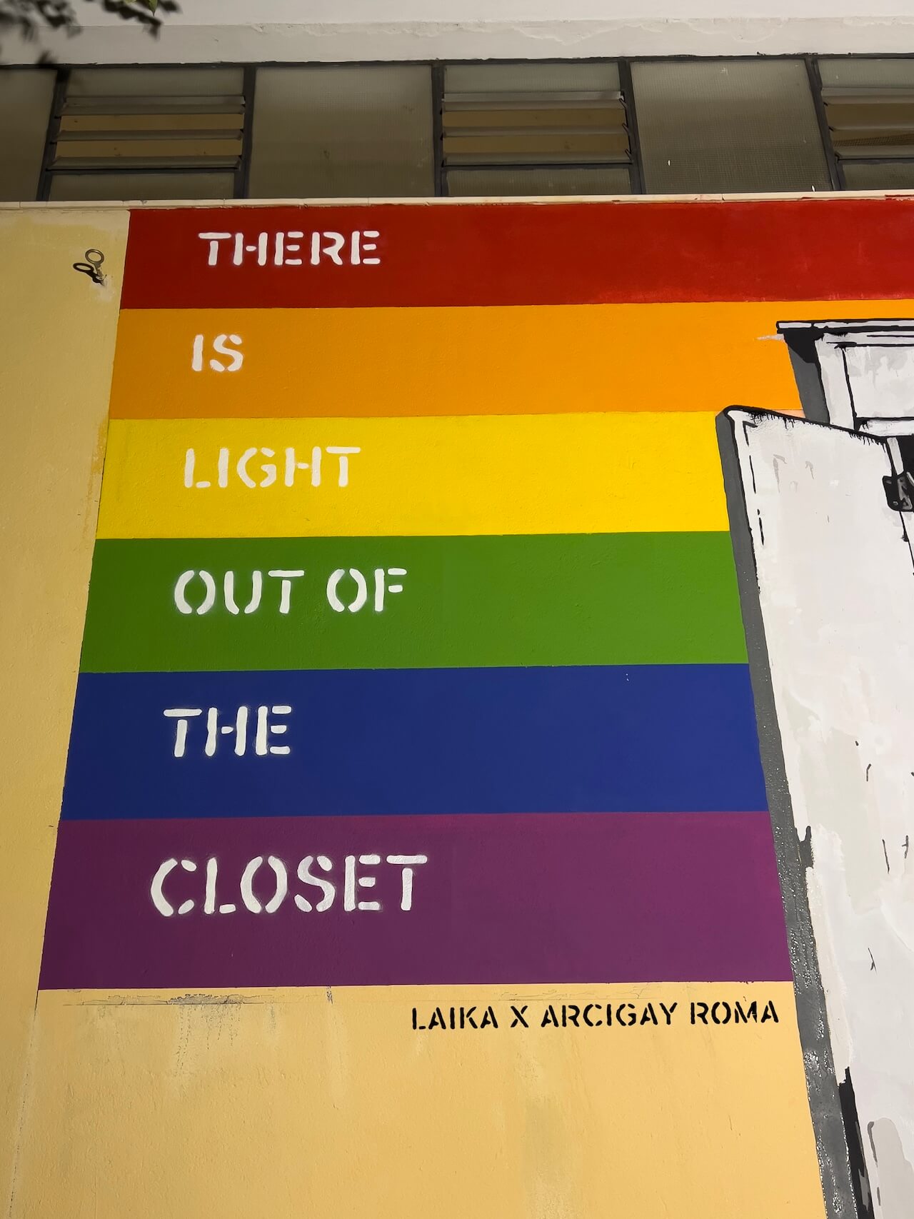 Coming Out Day, Arcigay Roma e Laika lo celebrano con il murale Out of the Closet - Coming Out Day Arcigay Roma e Laika lo celebrano con il murale Out of the Closet 1 - Gay.it