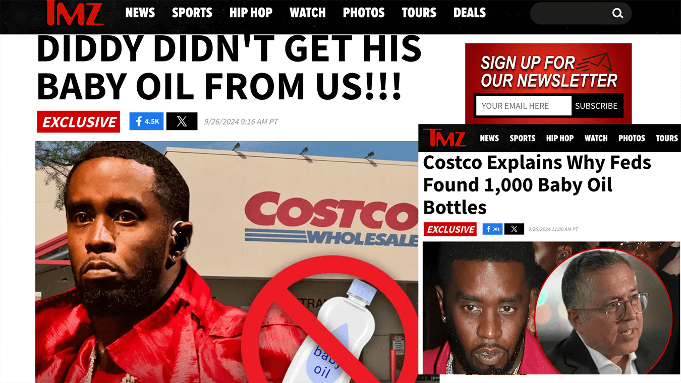 Diddy Olio per bambini TMZ report