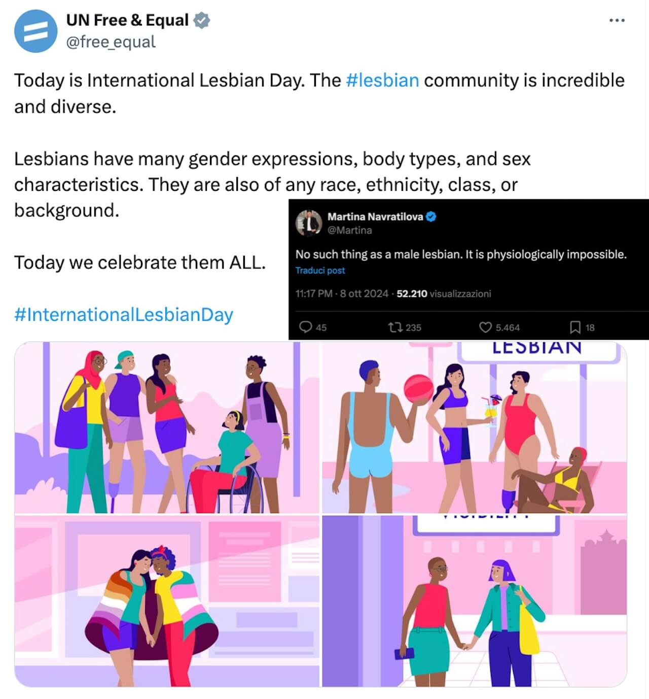 Martina Navratilova e J.K. Rowling contro l'ONU: "Non esistono lesbiche trans, le lesbiche non hanno il ca**o" - Martina Navratilova e J.K. Rowling contro lONU - Gay.it