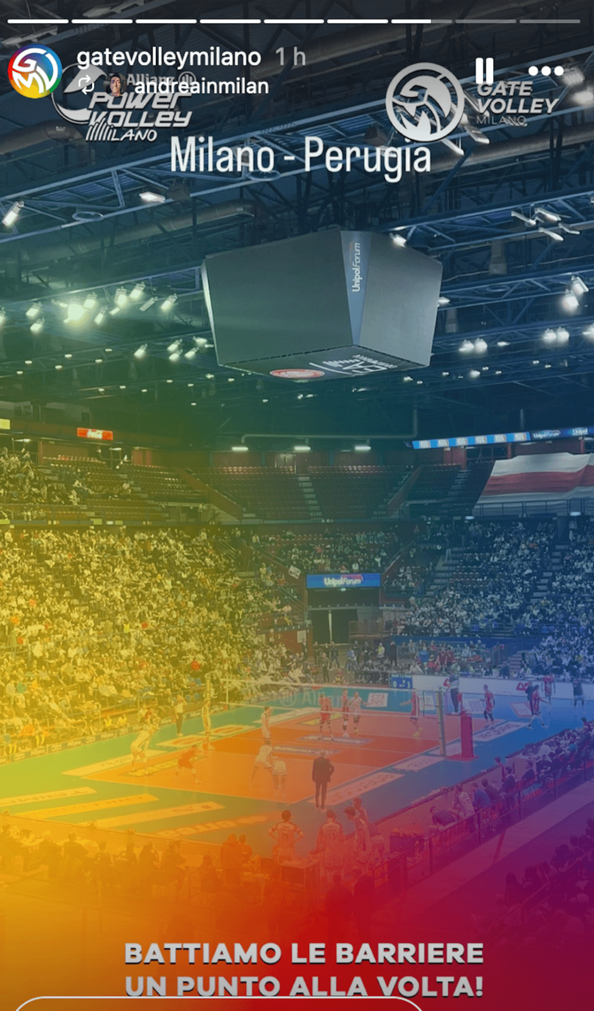 Powervolley vs. Perugia, a Milano la prima curva arcobaleno dello sport italiano (FOTO) - GATE VOLLEY MILANO PER LA PRIMA CURVA ARCOBALENO UFFICIALE DELLO SPORT ITALIANO 6 - Gay.it