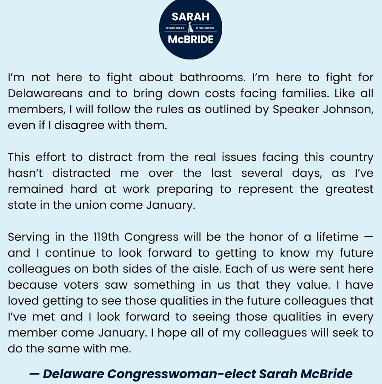 Sarah McBride replica ai repubblicani che al Congresso le hanno negato l'accesso ai bagni delle donne perché trans - Sarah McBride dichiarazione - Gay.it