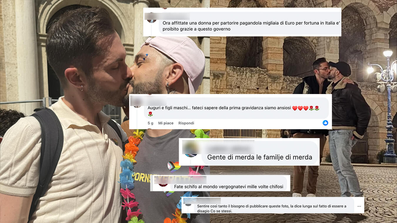 Brenno Simonetti e Max Sanna - Bacio gay a Verona davanti all'Arena e insulti omofobi su Facebook