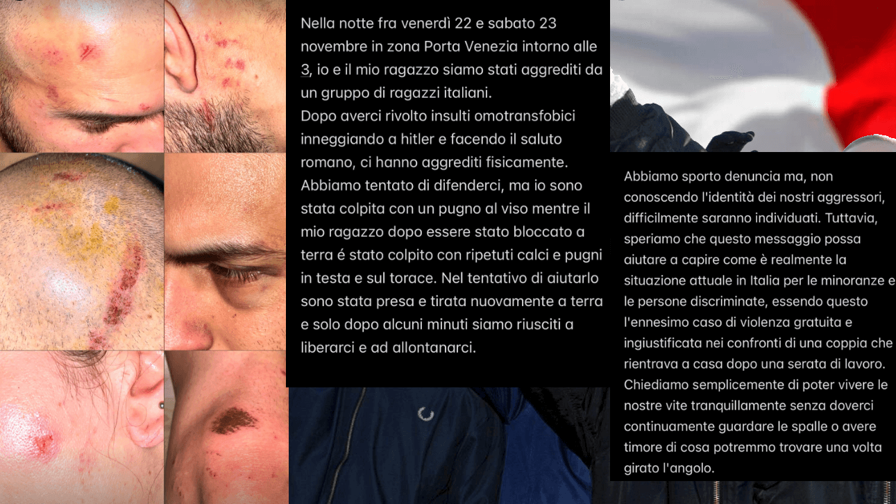 Pestaggio a Milano, Tea, ragazza trans, e il suo compagno sono stati assaliti e aggrediti violentemente, con insulti omotransfobici, saluti romani e apologia di Hitler da 4 ragazzi italiani
