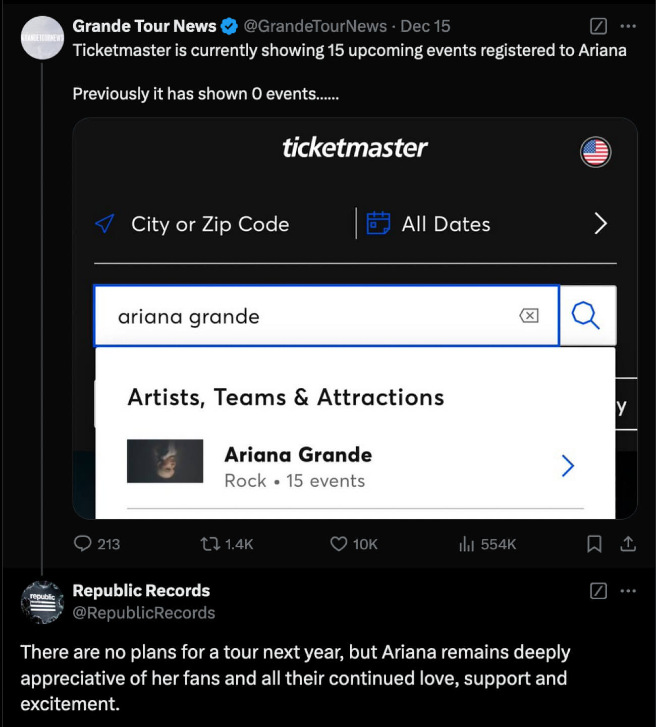 Ariana Grande non andrà in tour nel 2025