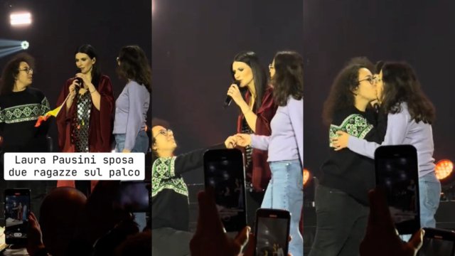 Laura Pausini in concerto sposa due fan