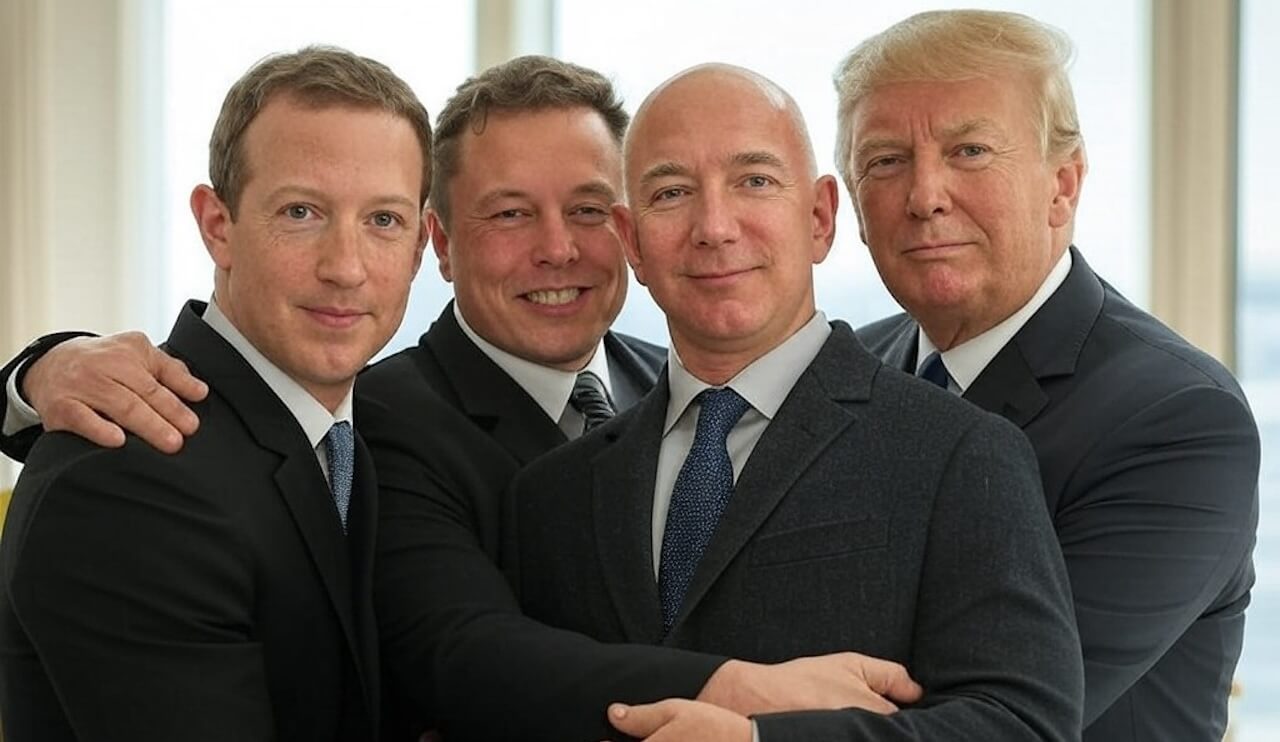 Resistenza e disobbedienza: la settimana nel cuore del presente LGBTIAQ+ - mark zuckerberg jeff bezos donald trump ed elon musk - Gay.it
